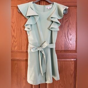 GB Girls Romper with Ruffle Sleeves & Tie Belt